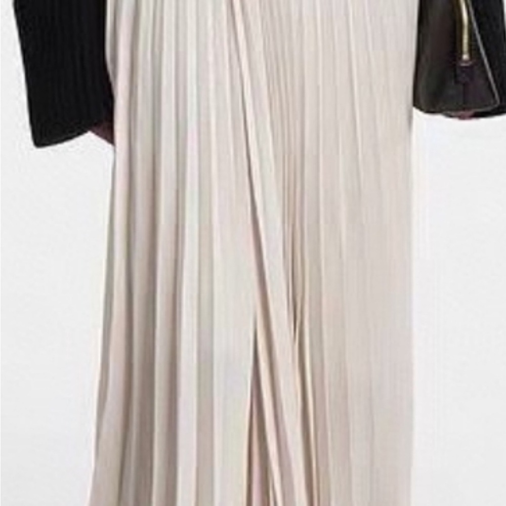 Vince Cream Midi Wrap Skirt with Pleats